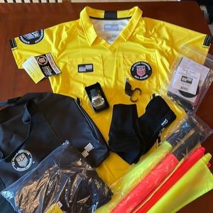 Soccer referee kit (uniform) and game accessories
